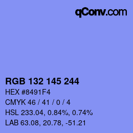Color code: RGB 132 145 244 | qconv.com