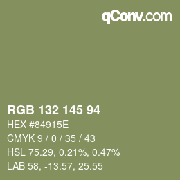 Farbcode: RGB 132 145 94 | qconv.com