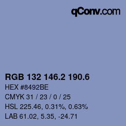 カラーコード: RGB 132 146.2 190.6 | qconv.com