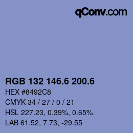 カラーコード: RGB 132 146.6 200.6 | qconv.com
