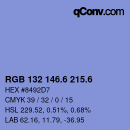カラーコード: RGB 132 146.6 215.6 | qconv.com