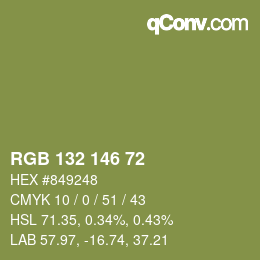 カラーコード: RGB 132 146 72 | qconv.com