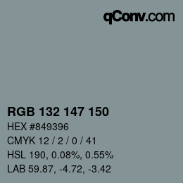 Color code: RGB 132 147 150 | qconv.com