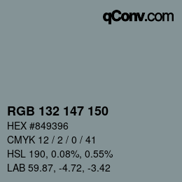 Code couleur: RGB 132 147 150 | qconv.com