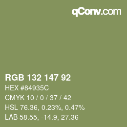 Farbcode: RGB 132 147 92 | qconv.com