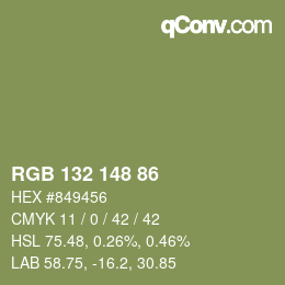 カラーコード: RGB 132 148 86 | qconv.com