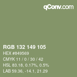 カラーコード: RGB 132 149 105 | qconv.com
