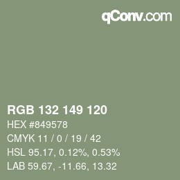 カラーコード: RGB 132 149 120 | qconv.com