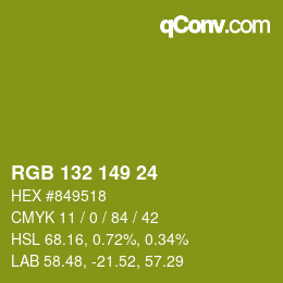 Color code: RGB 132 149 24 | qconv.com