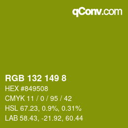 Color code: RGB 132 149 8 | qconv.com