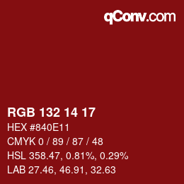 カラーコード: RGB 132 14 17 | qconv.com