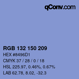 Color code: RGB 132 150 209 | qconv.com