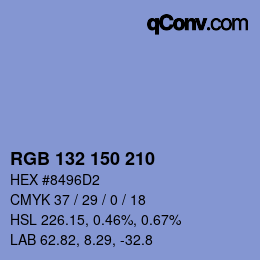 Color code: RGB 132 150 210 | qconv.com