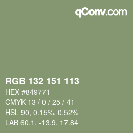 Color code: RGB 132 151 113 | qconv.com
