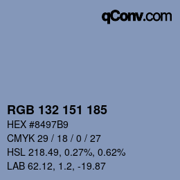 Color code: RGB 132 151 185 | qconv.com