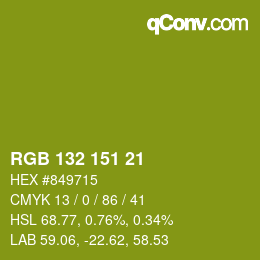 カラーコード: RGB 132 151 21 | qconv.com