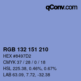 Color code: RGB 132 151 210 | qconv.com