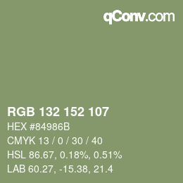 Color code: RGB 132 152 107 | qconv.com