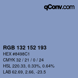 颜色代码: RGB 132 152 193 | qconv.com