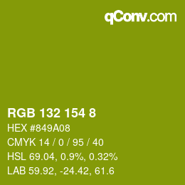 カラーコード: RGB 132 154 8 | qconv.com