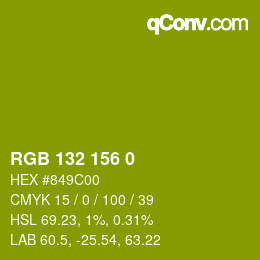 カラーコード: RGB 132 156 0 | qconv.com