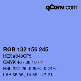 カラーコード: RGB 132 156 245 | qconv.com