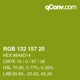 カラーコード: RGB 132 157 20 | qconv.com