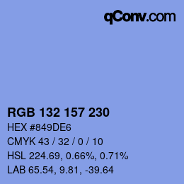 Color code: RGB 132 157 230 | qconv.com