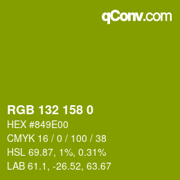 Color code: RGB 132 158 0 | qconv.com