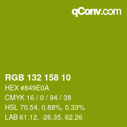 颜色代码: RGB 132 158 10 | qconv.com