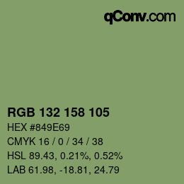 カラーコード: RGB 132 158 105 | qconv.com