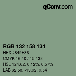 Color code: RGB 132 158 134 | qconv.com