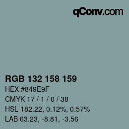颜色代码: RGB 132 158 159 | qconv.com