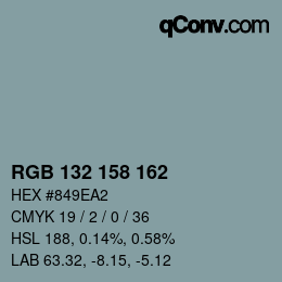 Color code: RGB 132 158 162 | qconv.com