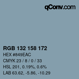 カラーコード: RGB 132 158 172 | qconv.com