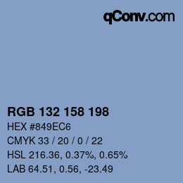Color code: RGB 132 158 198 | qconv.com