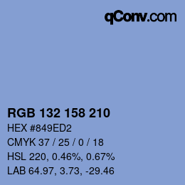 颜色代码: RGB 132 158 210 | qconv.com