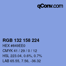 カラーコード: RGB 132 158 224 | qconv.com