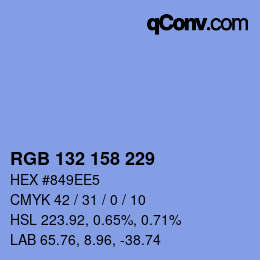 Color code: RGB 132 158 229 | qconv.com