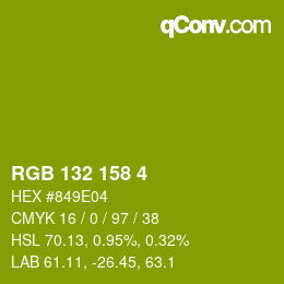 カラーコード: RGB 132 158 4 | qconv.com