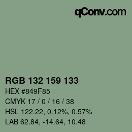 Color code: RGB 132 159 133 | qconv.com