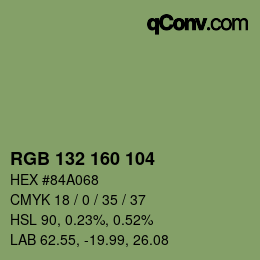 Color code: RGB 132 160 104 | qconv.com