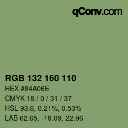 Color code: RGB 132 160 110 | qconv.com