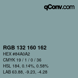 Color code: RGB 132 160 162 | qconv.com