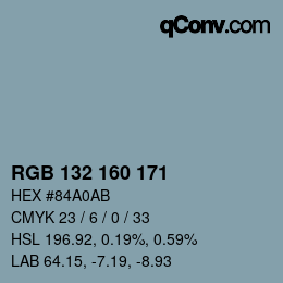 Color code: RGB 132 160 171 | qconv.com