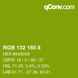 Color code: RGB 132 160 8 | qconv.com