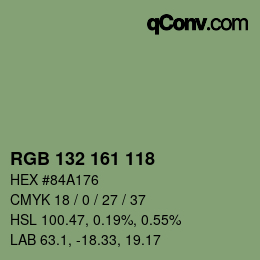 カラーコード: RGB 132 161 118 | qconv.com