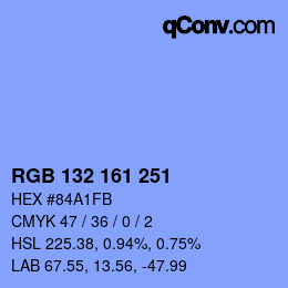 カラーコード: RGB 132 161 251 | qconv.com