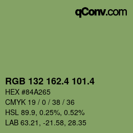 カラーコード: RGB 132 162.4 101.4 | qconv.com