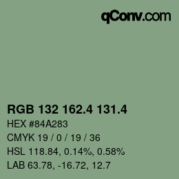 カラーコード: RGB 132 162.4 131.4 | qconv.com
